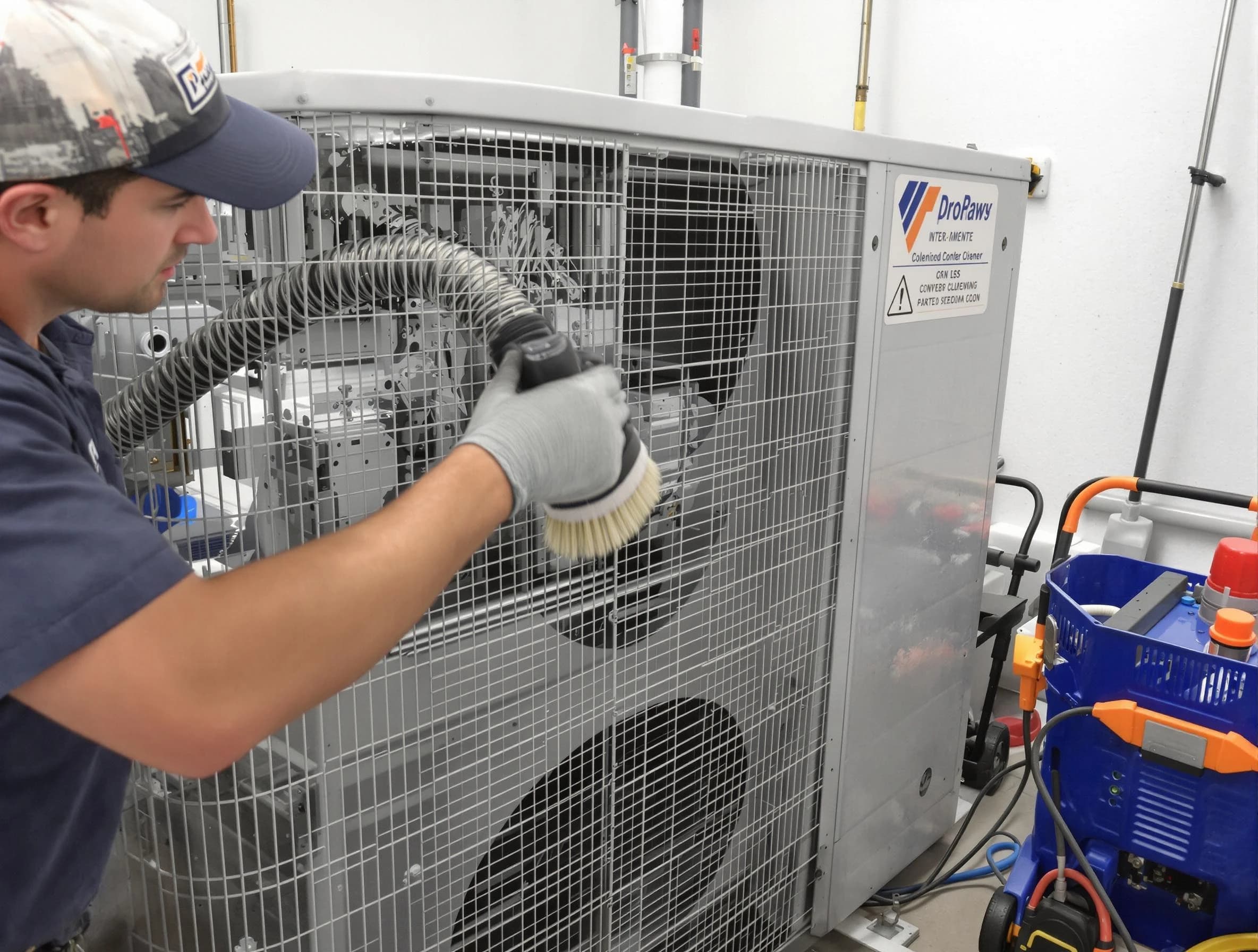Perry Air Duct Cleaning specialist performing precision AC coil cleaning for improved system performance in Perry