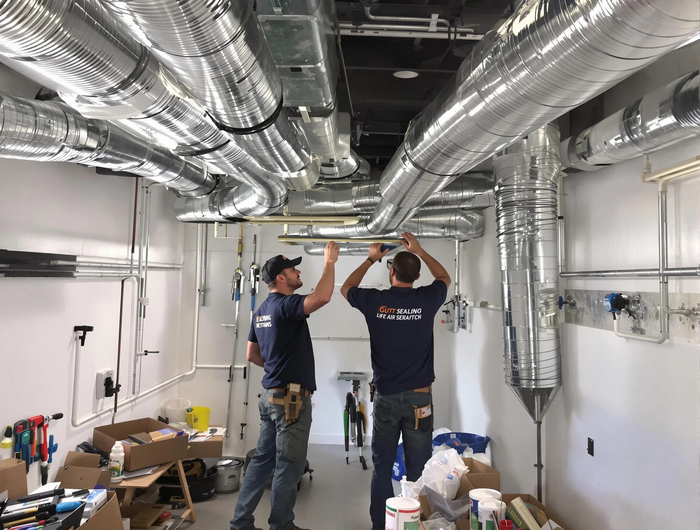 Perry Air Duct Cleaning technician applying professional duct sealing solutions in Perry