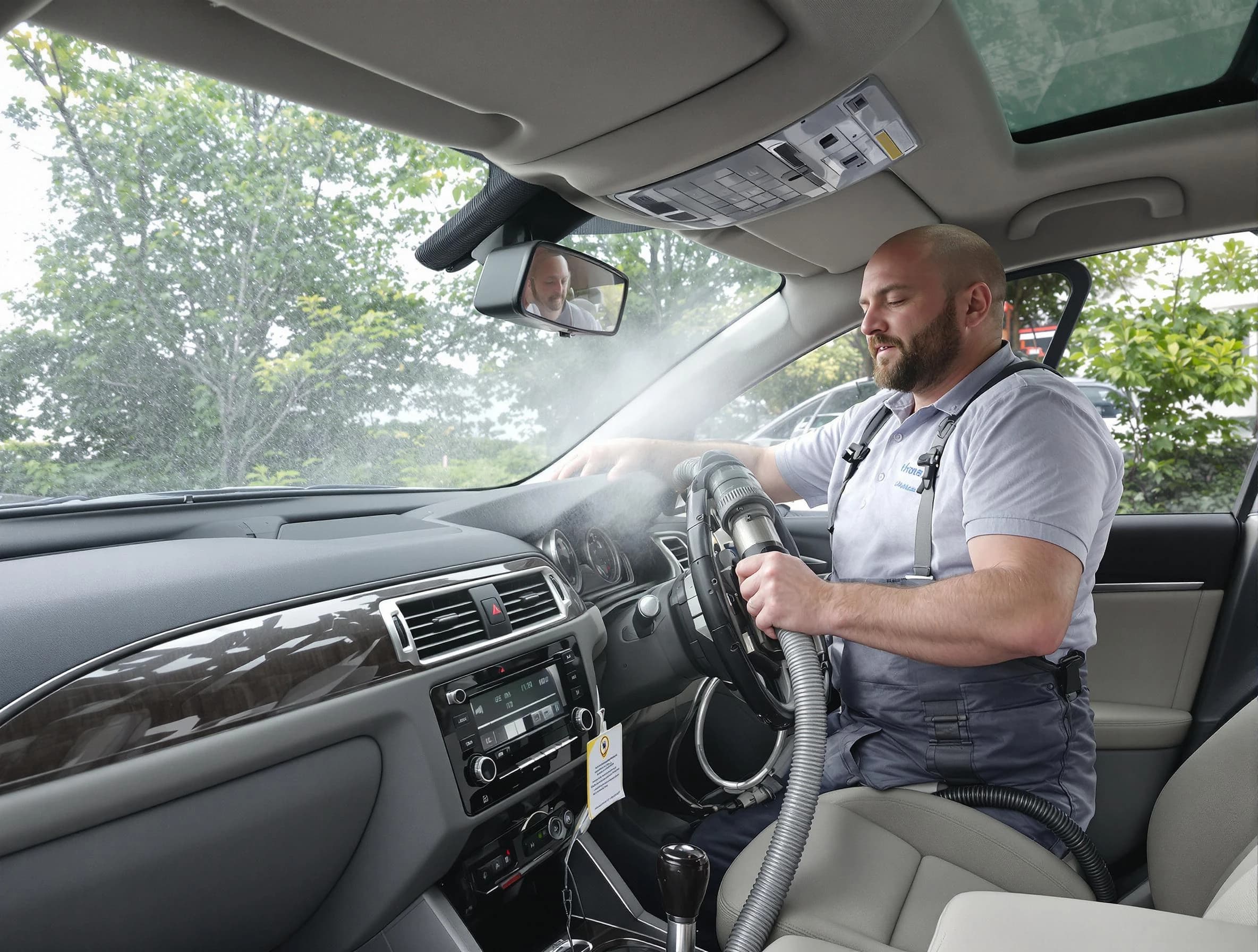 Perry Air Duct Cleaning specialist performing professional car duct cleaning in Perry