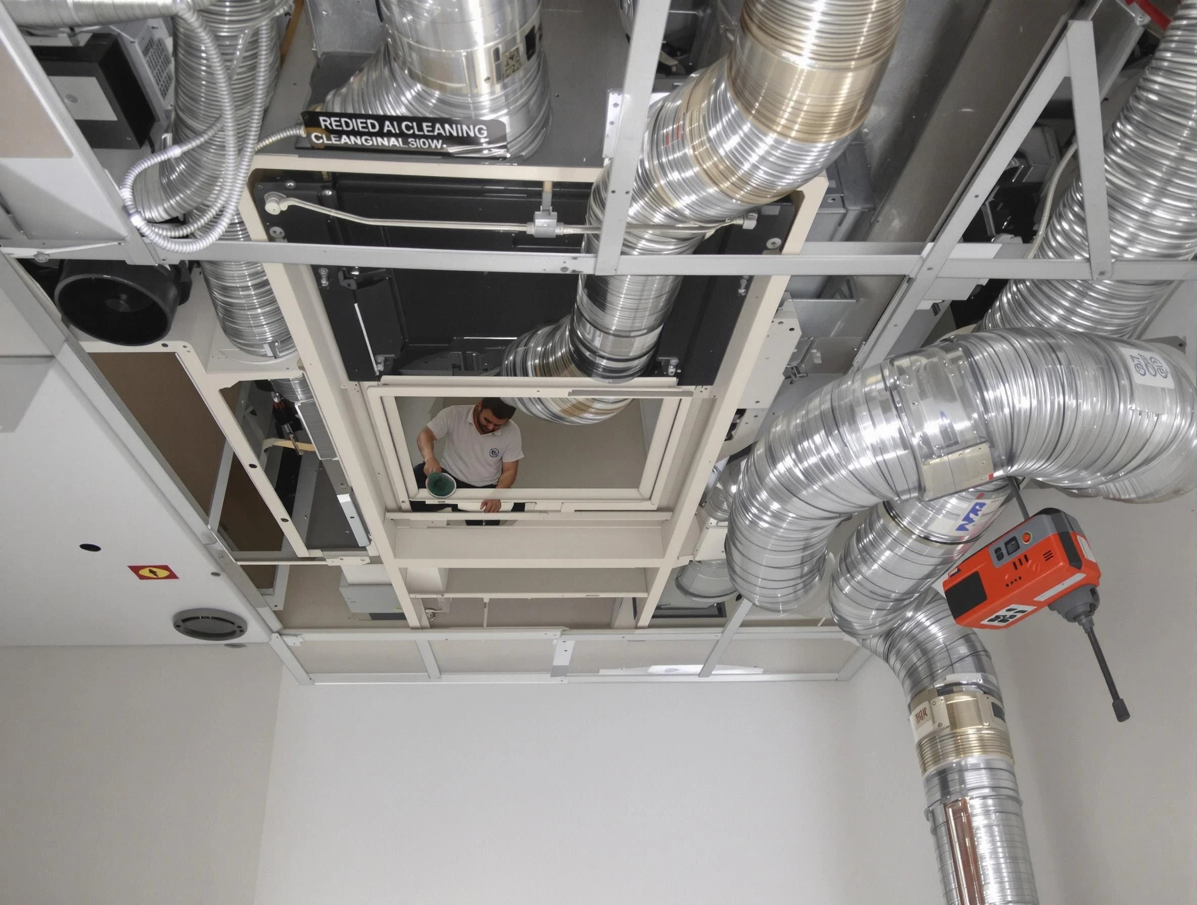 Perry Air Duct Cleaning technician performing detailed central duct system cleaning in Perry
