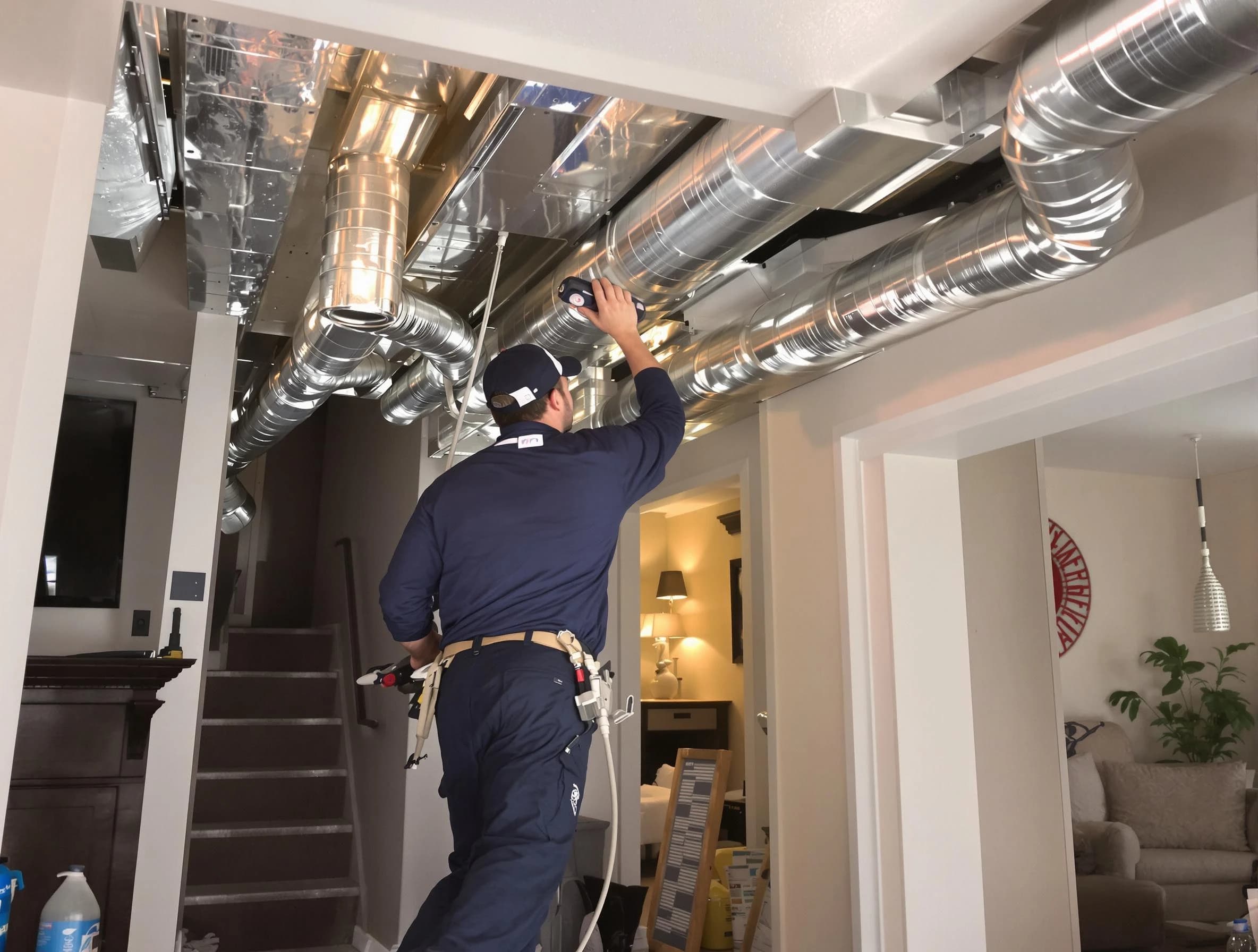Perry Air Duct Cleaning expert performing specialized duct cleaning in a mobile home in Perry