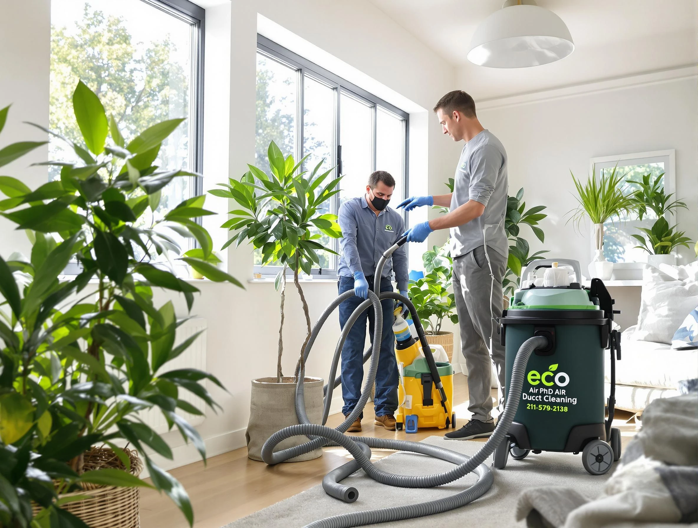 Perry Air Duct Cleaning technician performing eco-friendly duct cleaning using sustainable methods in Perry