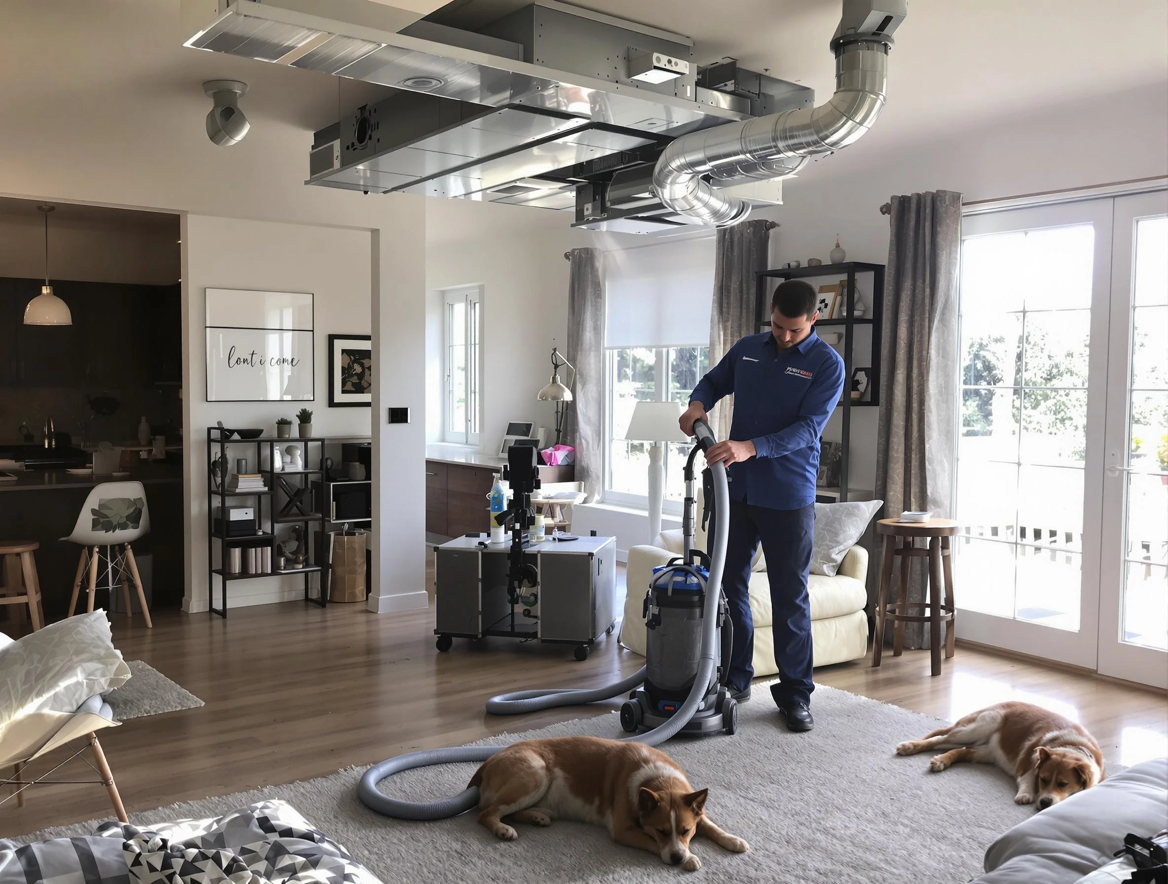 Perry Air Duct Cleaning technician performing detailed indoor duct cleaning for improved air quality in Perry
