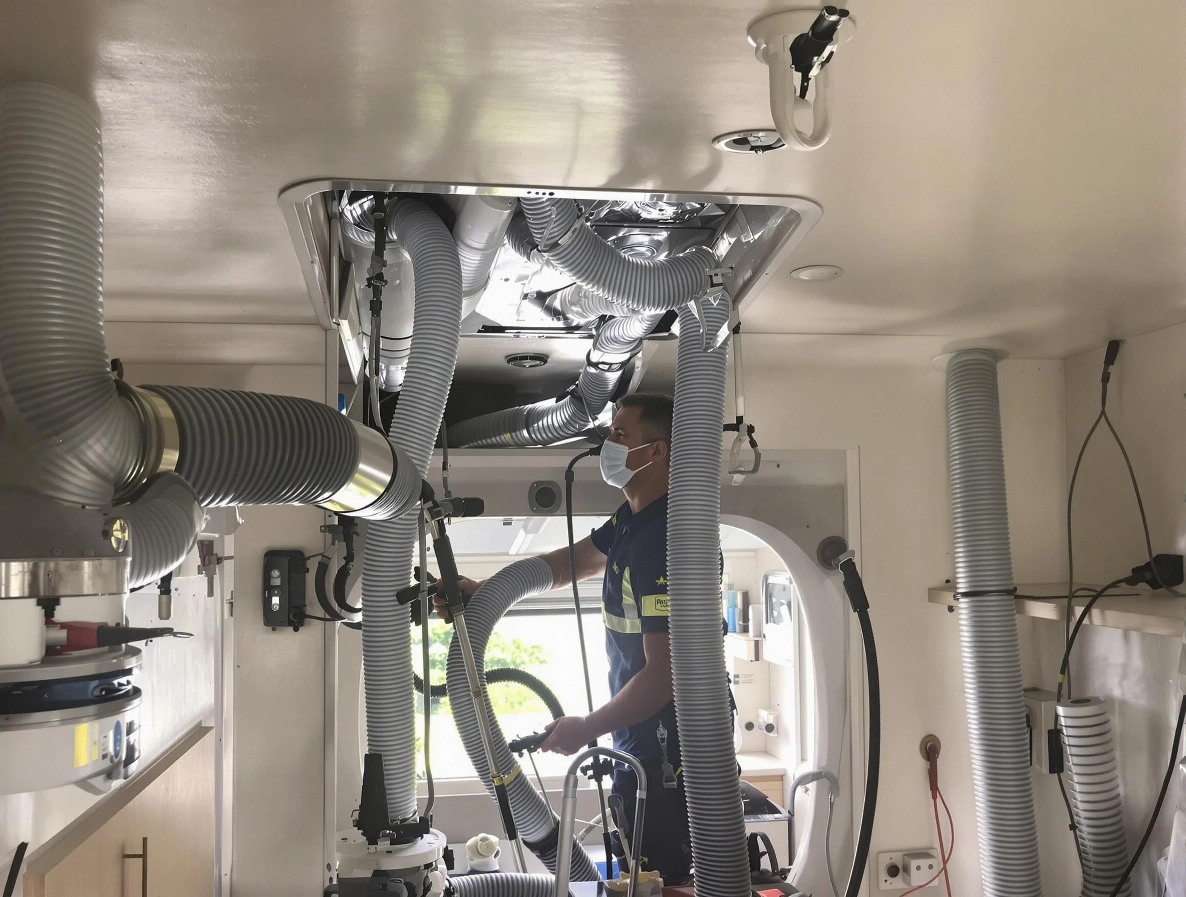 Perry Air Duct Cleaning specialist performing precise mobile home duct cleaning in Perry